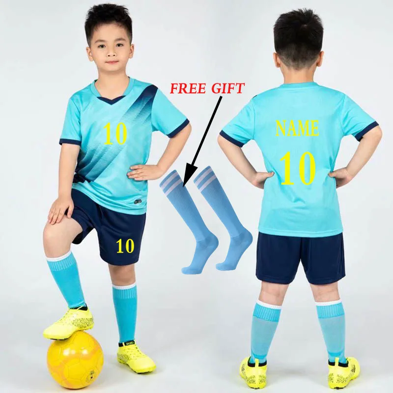 

2023 Children Football Jerseys Boys Soccer Clothes Sets Short Sleeve Kids Football Uniforms Kids Soccer Tracksuit Jersey Sock