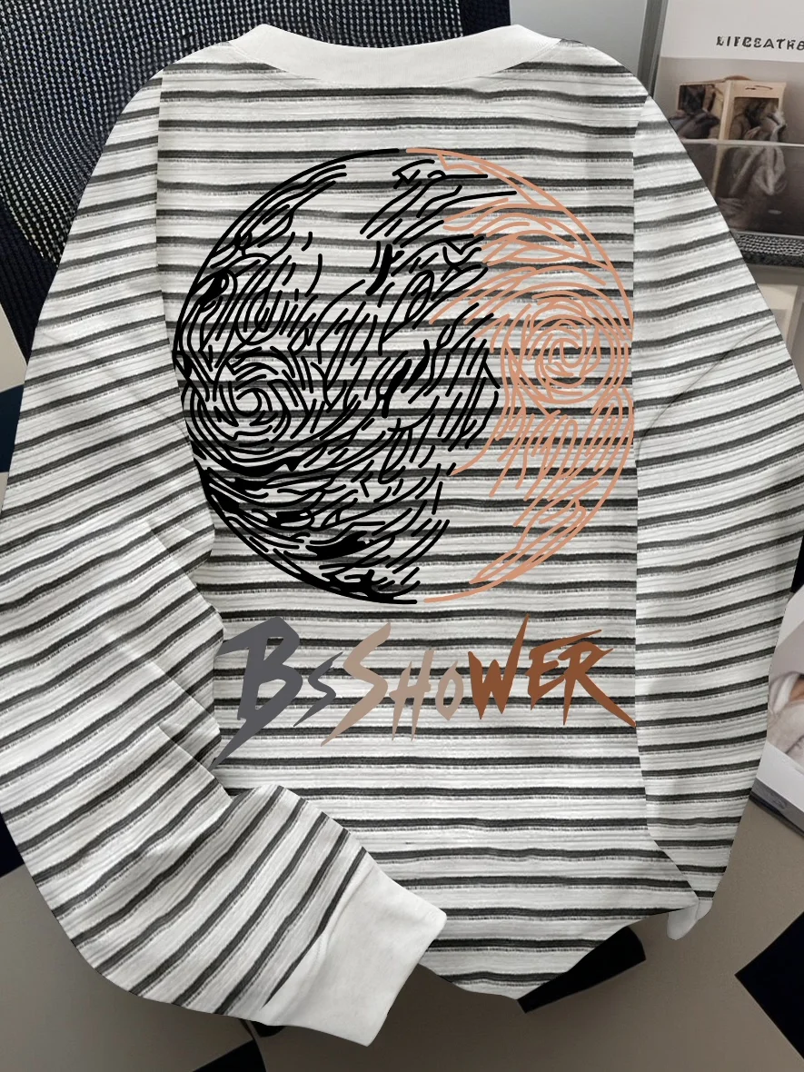 

Модная длинная футболка из плотного трикотажа в полоску, брендовая распродажа, с биркой, унисекс, для мужчин и женщин