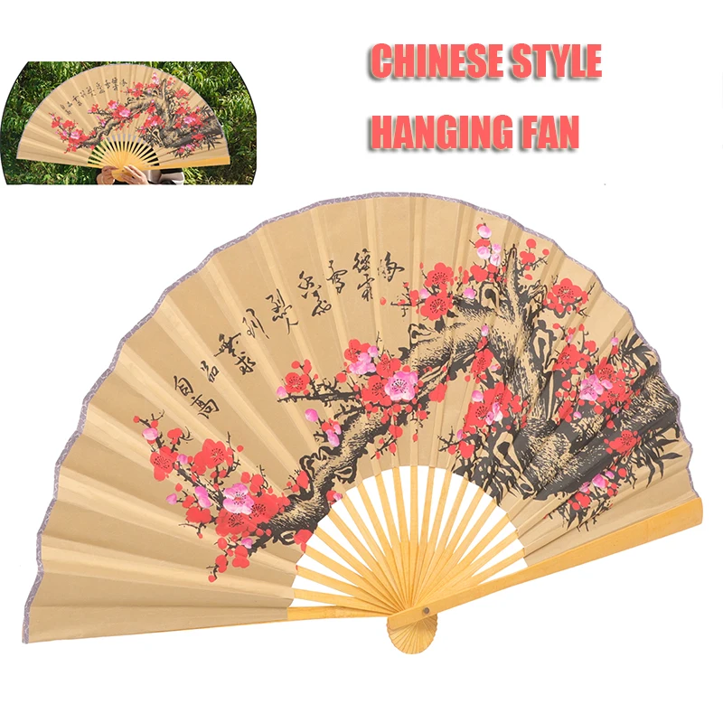 

Chinese Style Hanging Fan Large Decorative Fans Ornament Wall-mounted China Wooden Folding Travel Oriental Bride Decoration