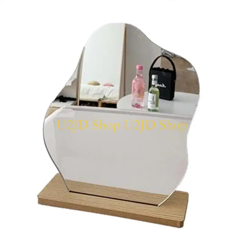 U2JD 간단한 불규칙 거울 홈 데스크탑 메이크업 미러 아크릴 장식 스탠딩