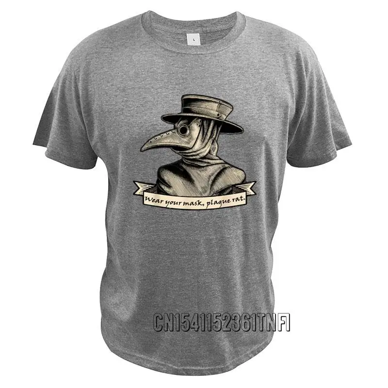 Plague Doctor T Shirt For Men Wear Your Mask Plague Rat Tshirt Anime SCP Fundation Pure Cotton Tee Tops