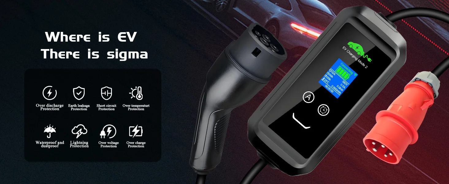 ISIGMA 10M 22KW Typ 2 Mobiles Elektrofahrzeug-Ladegerät 32A Wallbox für Heimladung EVSE Geeignet für PHEV und EV Neuwagen – Detail 1