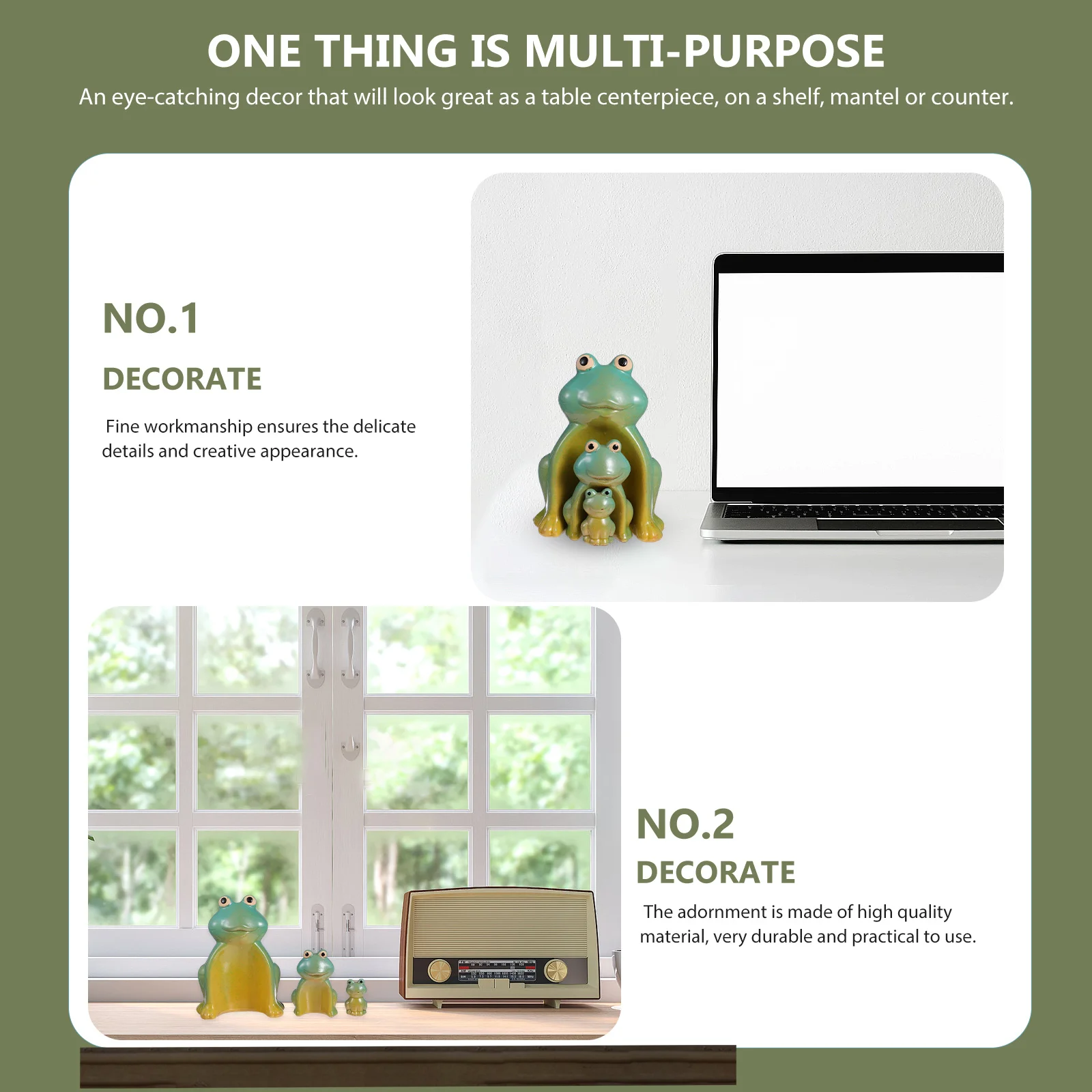 

1Set Ceramic Frog Ceramic Adornment Creative Design Compact Size Desktop Animal Craft Decoration for Home Office