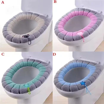 Saison universelle Portable doux lavable épaississement hiver en peluche siège de toilette couverture tapis salle de bain tapis de toilette avec accessoires