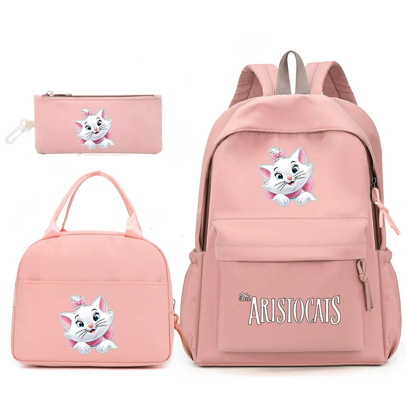 

3pcs/Set The Aristocats Marie Cat Backpack with Lunch Bag for Teenagers Student School Bags Casual Comfortable Travel Sets