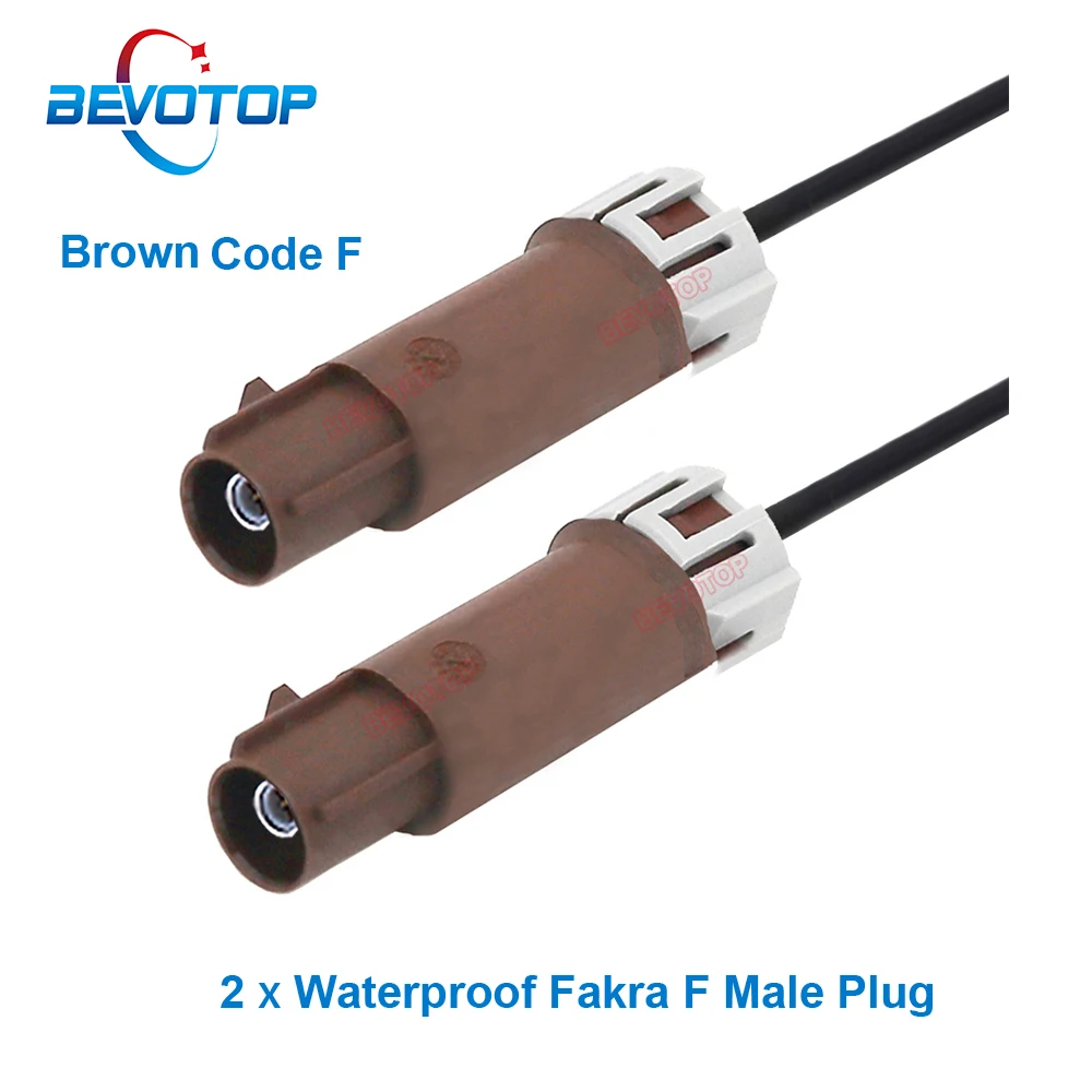 1 adet su geçirmez Fakra kablo kahverengi kod F erkek F erkek fiş konnektörü araba kamera Video hattı RG174 Pigtail BEVOTOP kablo demeti