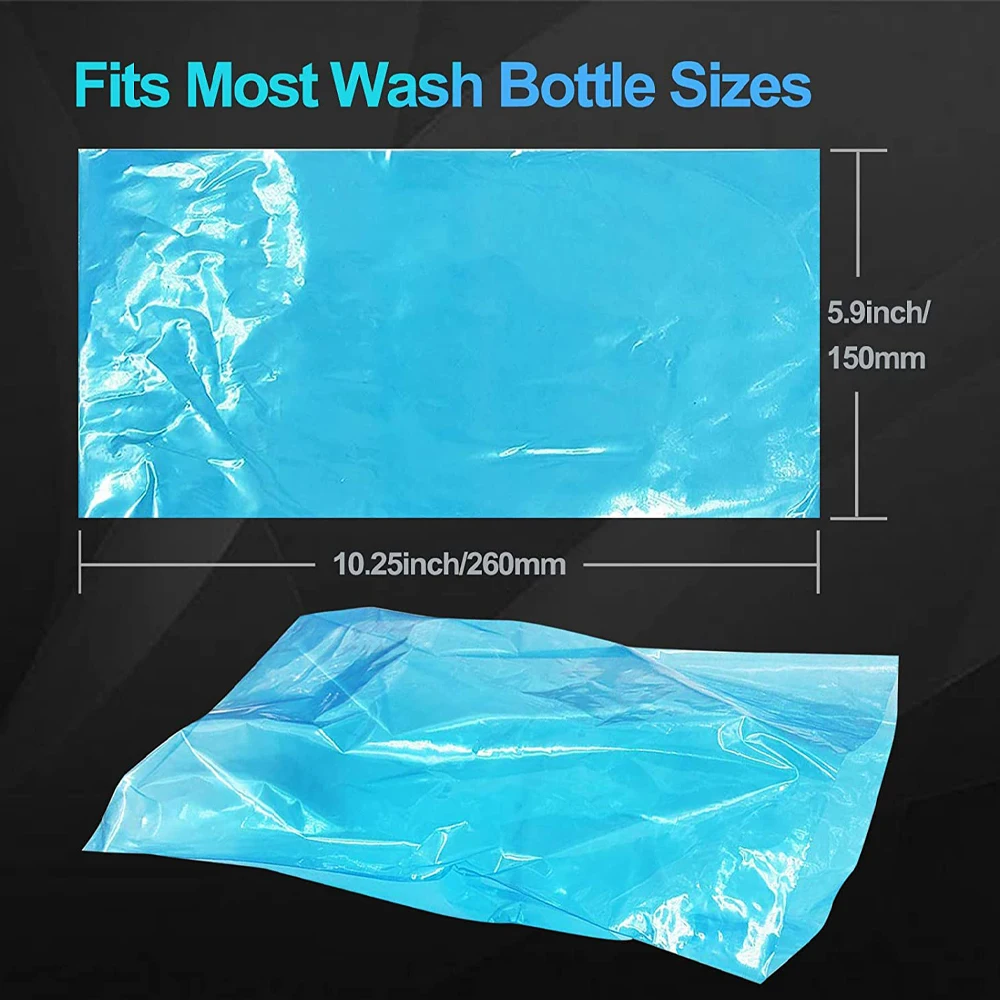 YANGNA Tattoo Wash Bottle Covers Bags 250PCS Clear Blue White Plastic Squeeze Bottle Clean Cover Sleeves for Tattoo Accessories