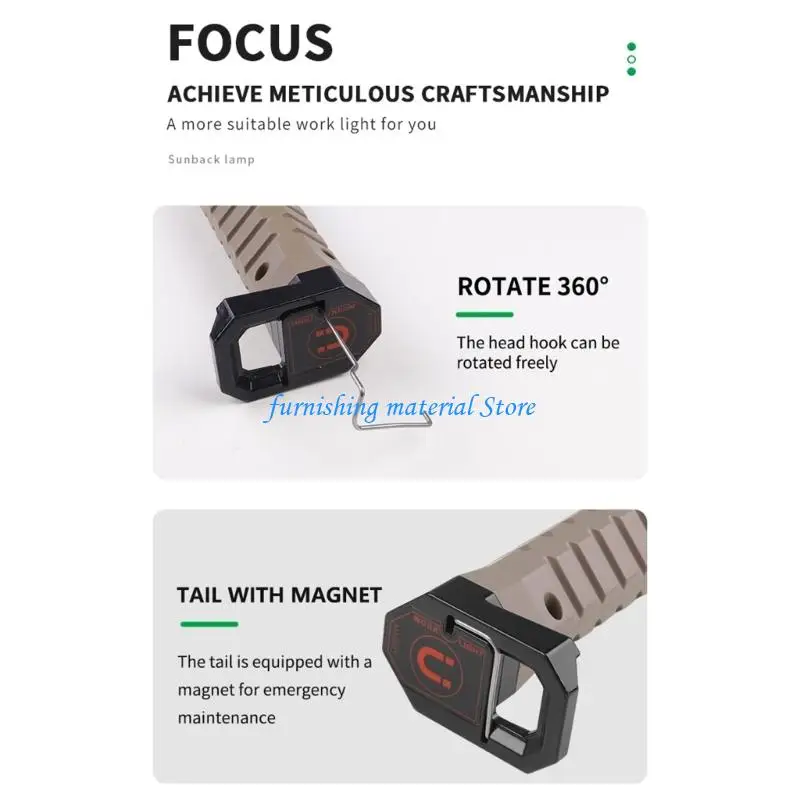 Y5GD Portable Folding Work Light Multifunctional Outdoor Flashlight USB Charging Emergencies Light Inspection Lamp