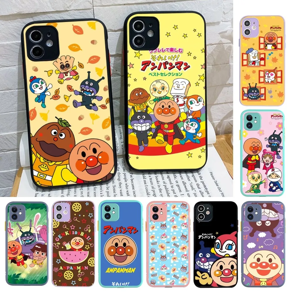 Cute Cartoon A-Anpanman Phone Case For iPhone 14 X XR XS 7 8 Plus 11 12 13 pro MAX 13mini Matte Shockproof Case