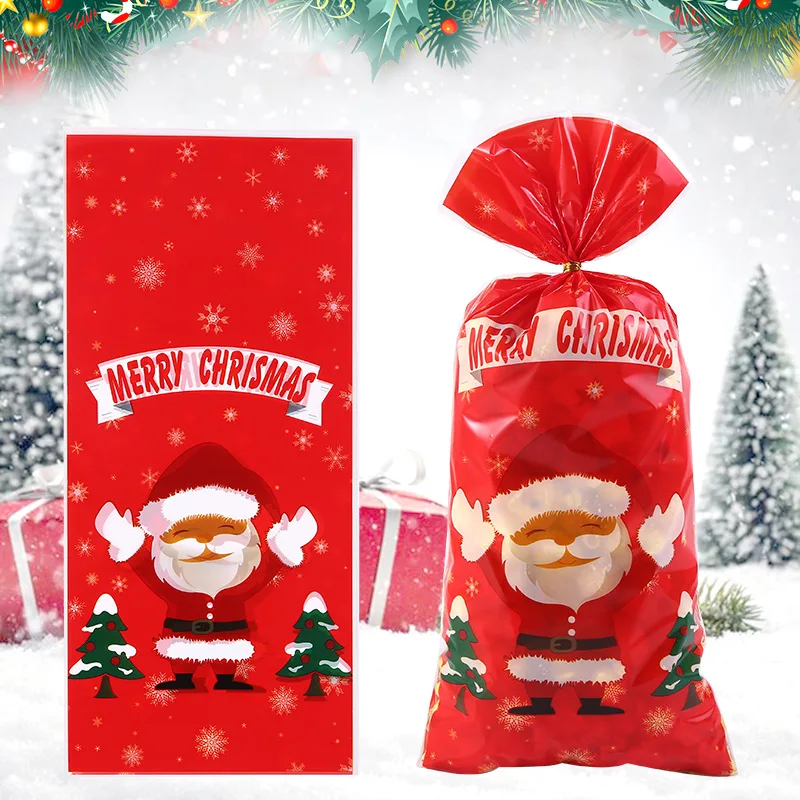 

500pcs Christmas OPP candy bag gift bag cartoon baked goods packaging bag Christmas drawstring candy packaging bag