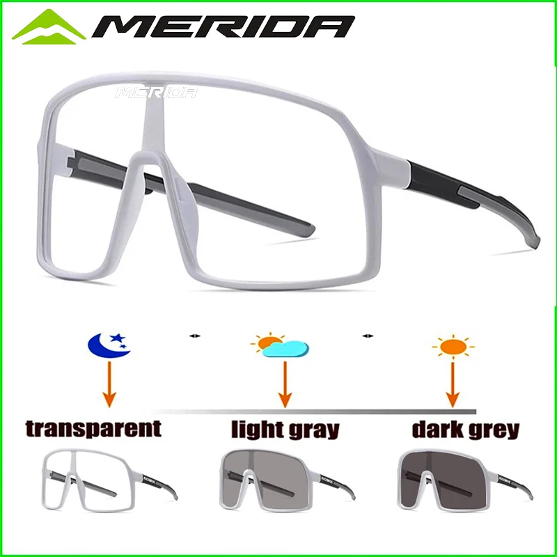 

Merida Photochromic polarize Sunglasses Cycling Sports Bike Glasses Man Women Road Bicycle Cycling Glasses UV400 Running