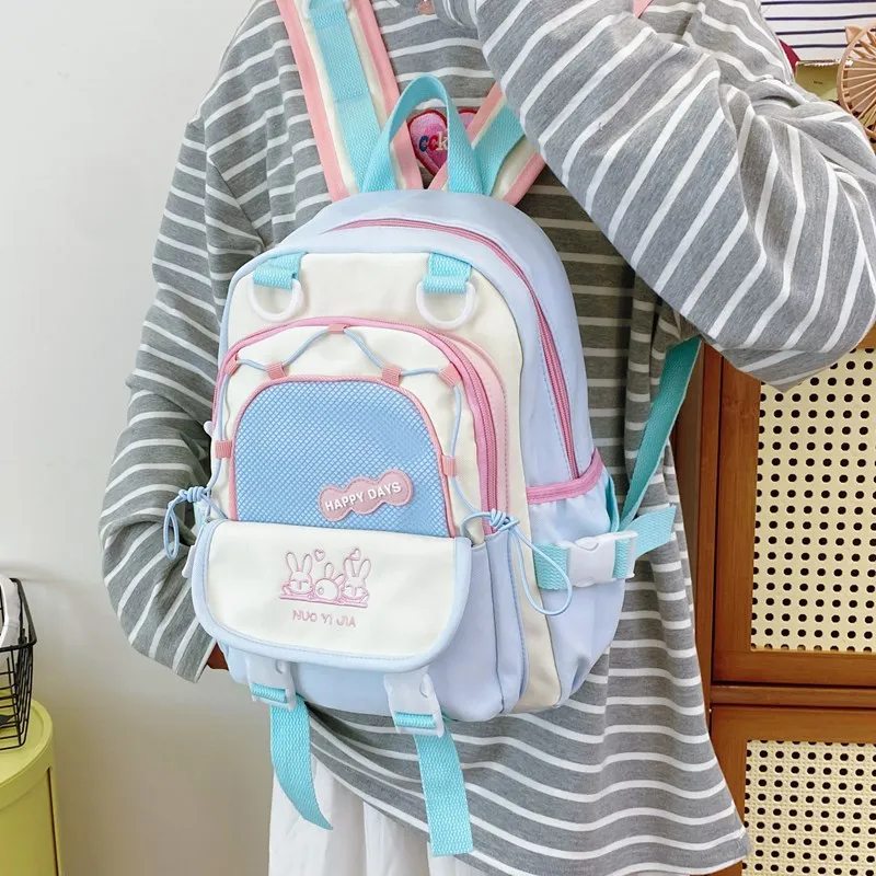 

Cute color-blocking backpack for female students, large-capacity schoolbag, lightweight travel backpack, kawaii