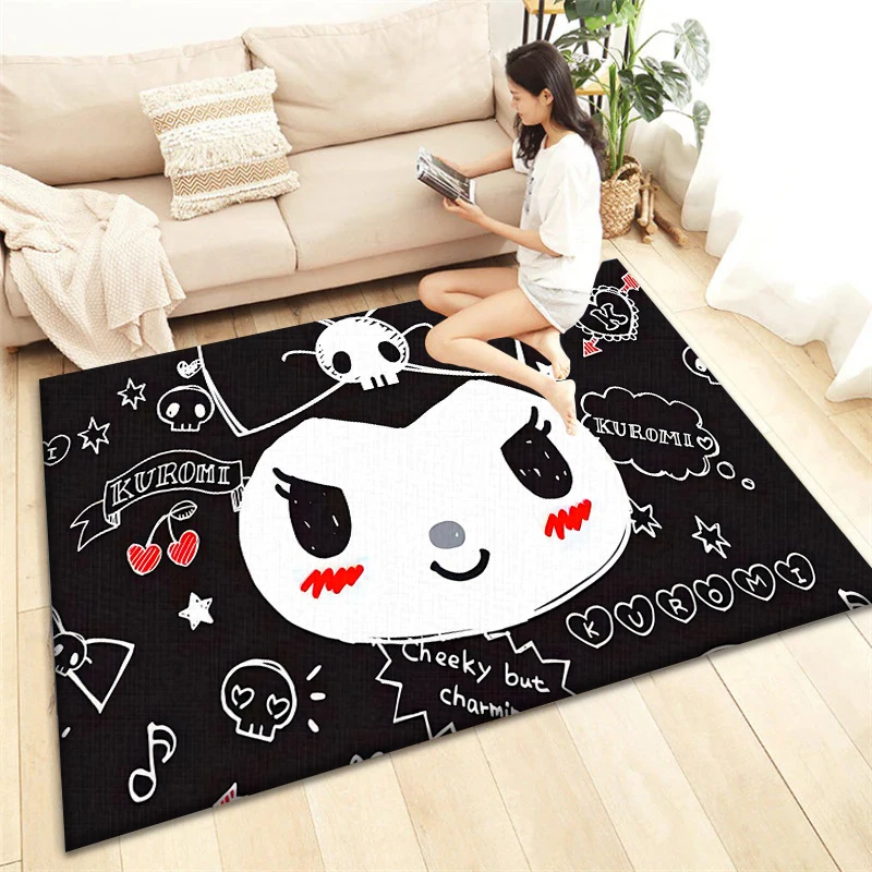 Popular and cute Kuromi carpets, living room and bedroom floor mats, birthday gift yoga mats, pink room decorations  rugs