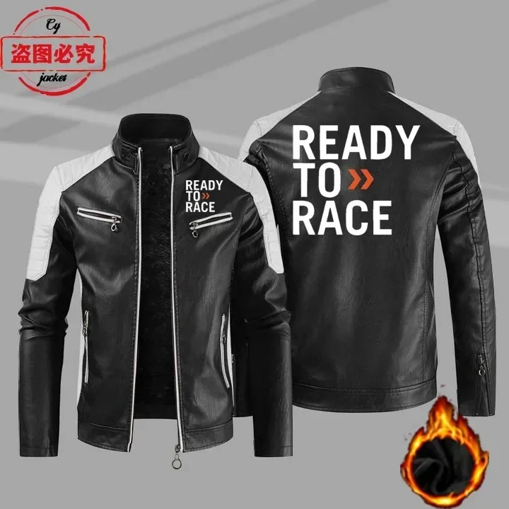

Ready To Race Logo Printed Off-road Endurance Race Leather Jacket PU Leather Jacket Autumn/winter Men's Jacket Cycling Suit