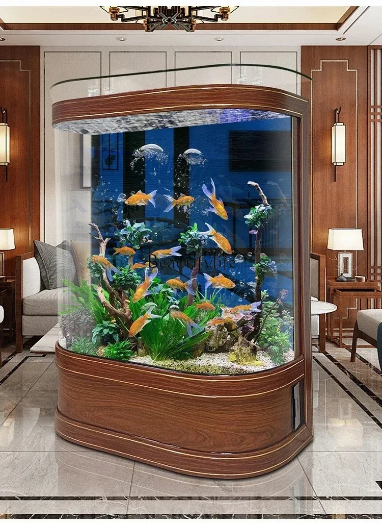 

05 FG17The new medium and large light luxury floor self-circulation ecological water-free living room next to the household TV c