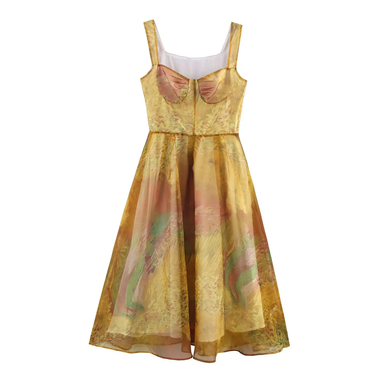 

2025 Women's Spaghetti Strap Dress with Bow - shaped Bodice and Printed Bow Detail and Flared Skirt Exquisite Pattern Dress