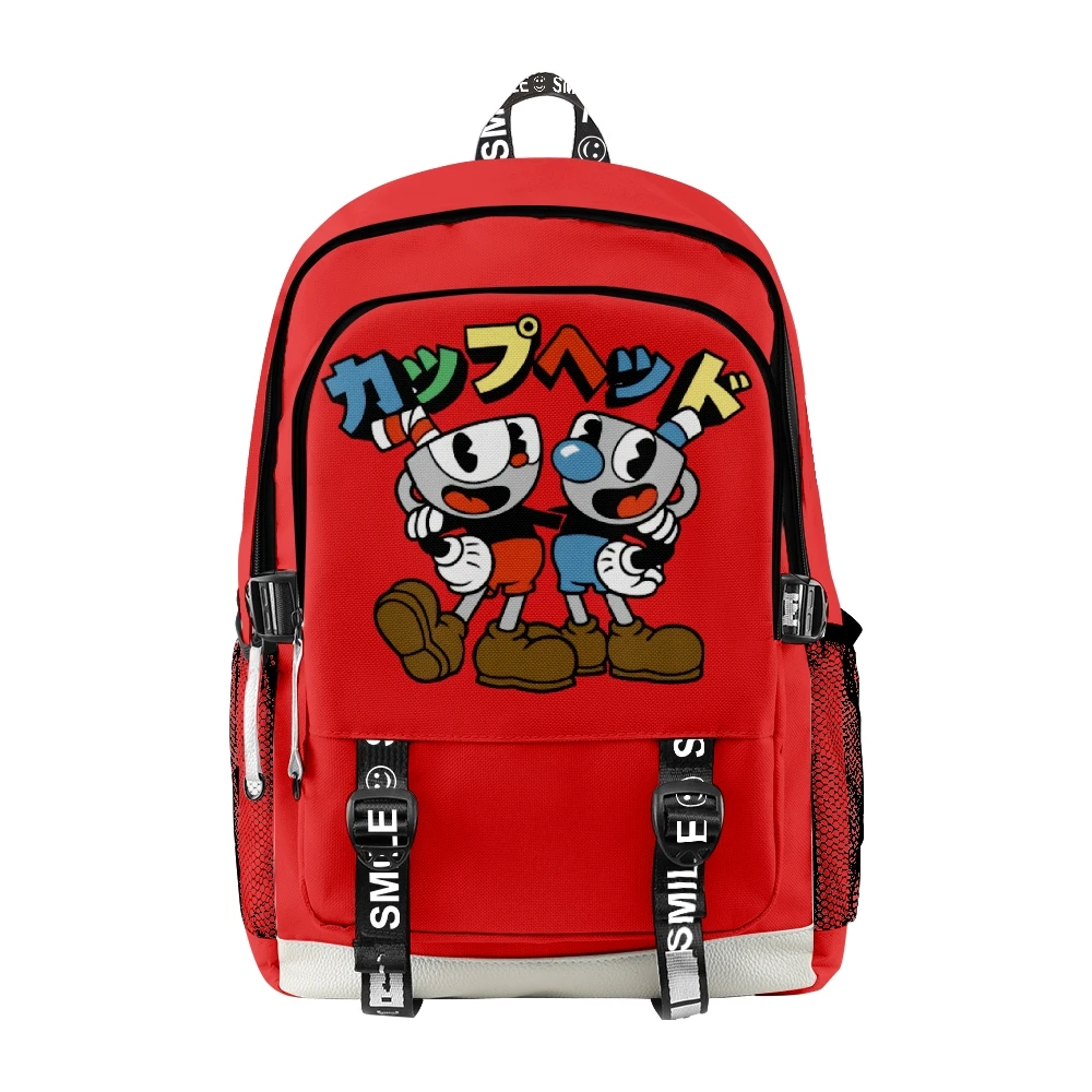 Die Cuphead Zeigen Cartoon Zipper Rucksack Schule Tasche Einzigartige Daypack 2023 Neue Manga Traval Tasche Oxford Tuch