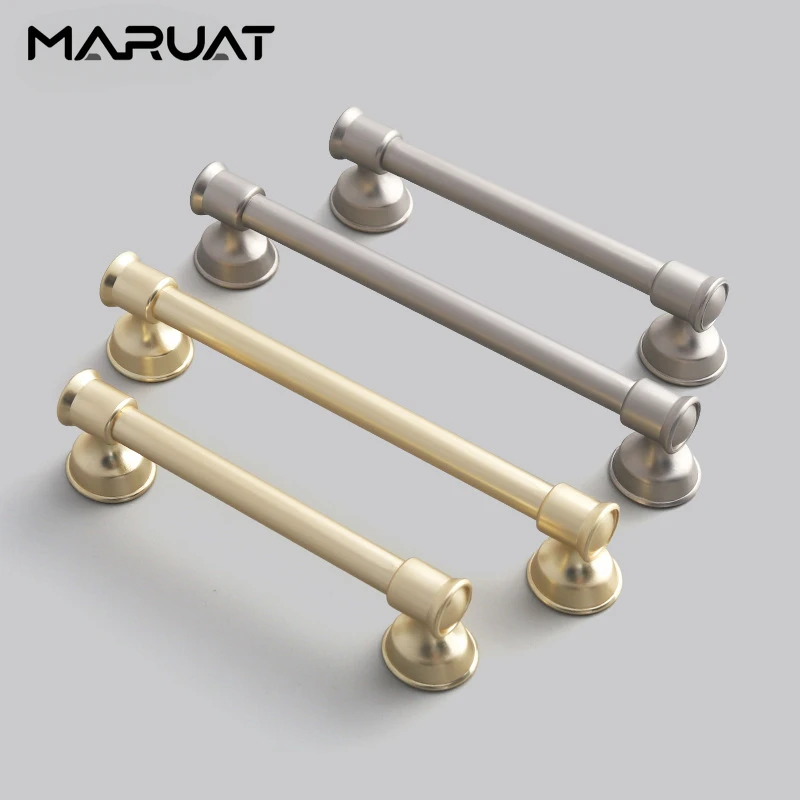 Brushed Finish Zinc Alloy Cabinet Handles Hole Center 96/128mm Furniture Drawer Door Pulls Kitchen Hardware Accessories
