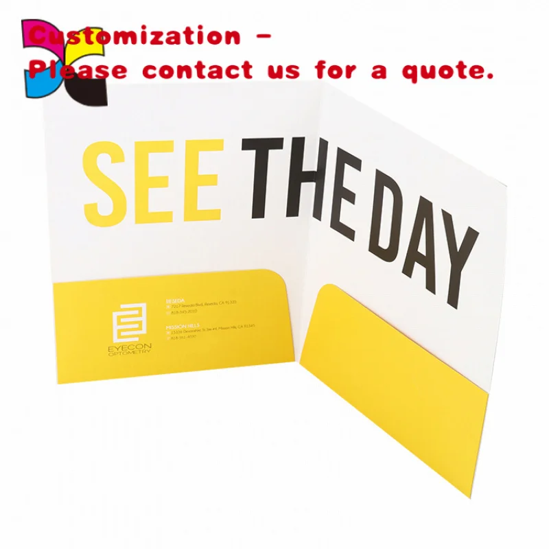 

custom.Customized A4 Size Pocket File Folder Recycled Art Paper with Glossy Surface Printed Design