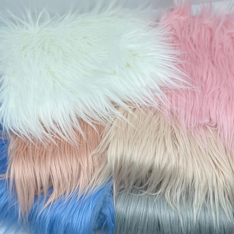 New 8cm Long Faux Fur Fabric Patchwork Sewing Material Plush Toy Beard Hair DIY Handmade Counter Carpet Cosplay Fabric 25x45cm