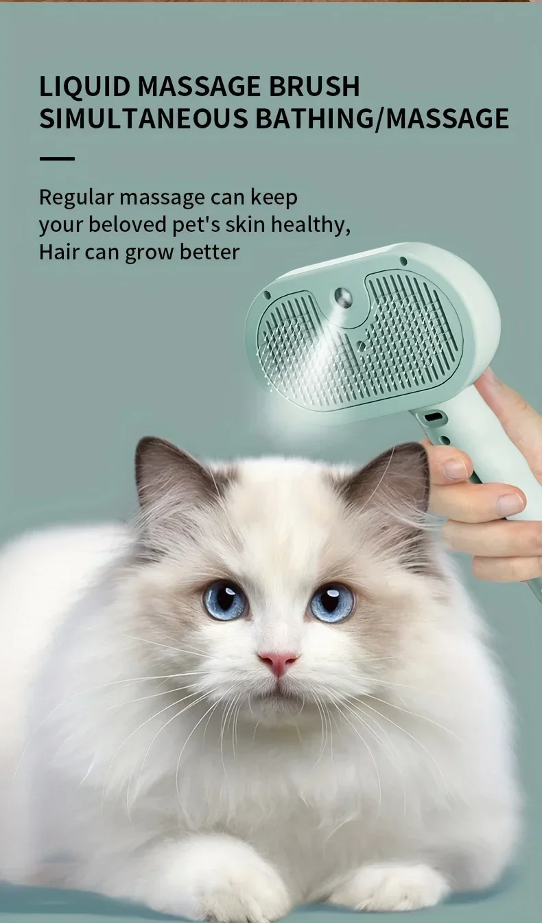 Pet Spray Haar Kamm Professionelle Elektrische Haarglätter Kamm Pinsel Für Katze Haustier Massage Kamm Dampf Pinsel Für Haar Pflege – Detail 2