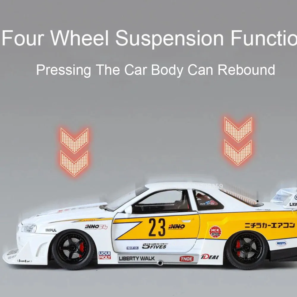 1:24 Tourbillon GTR S15 Modell Sportwagen Spielzeug Legierung Druckguss Sound Licht Türen geöffnet Stoßdämpfung Ornament Supercar für Kinder – Detail 23