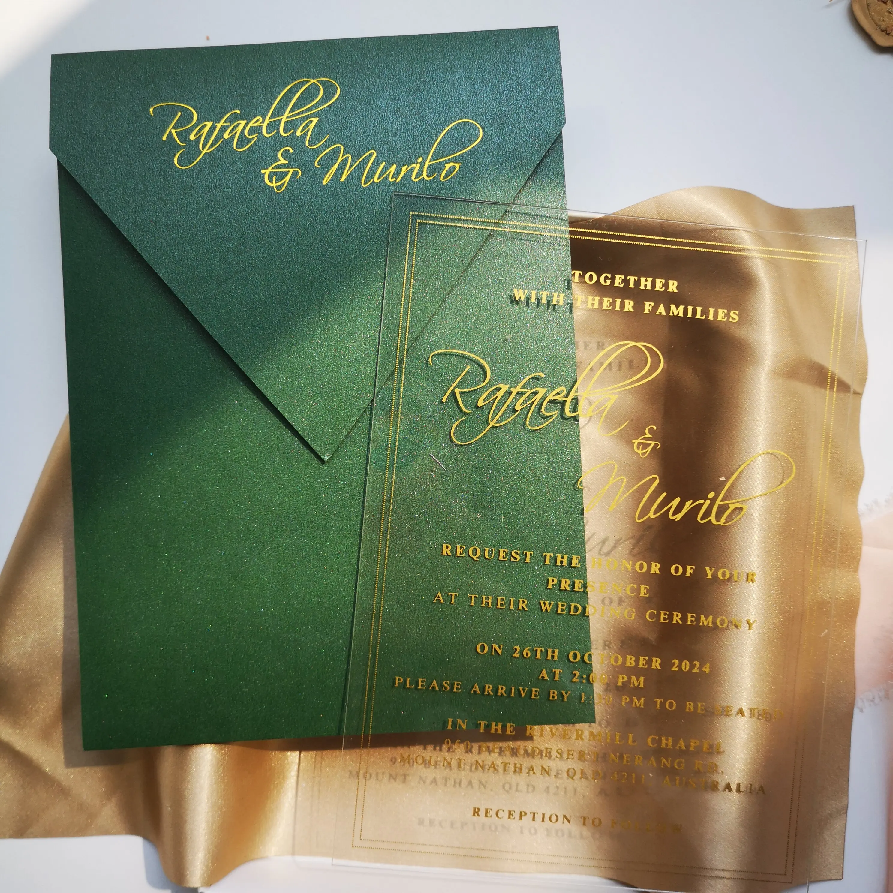 

Gold Shiny Wedding Print 1mm Clear Acrylic Invitations, 30pcs Pvc Free Customized Personalized Laser Engraved Wedding Card