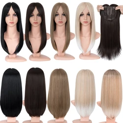 Benehair Hair Toppers for Women 18'' Striaght Topper Hair with Bangs for Thinning Hair Synthetic Hairpieces Bangs Hair Extension