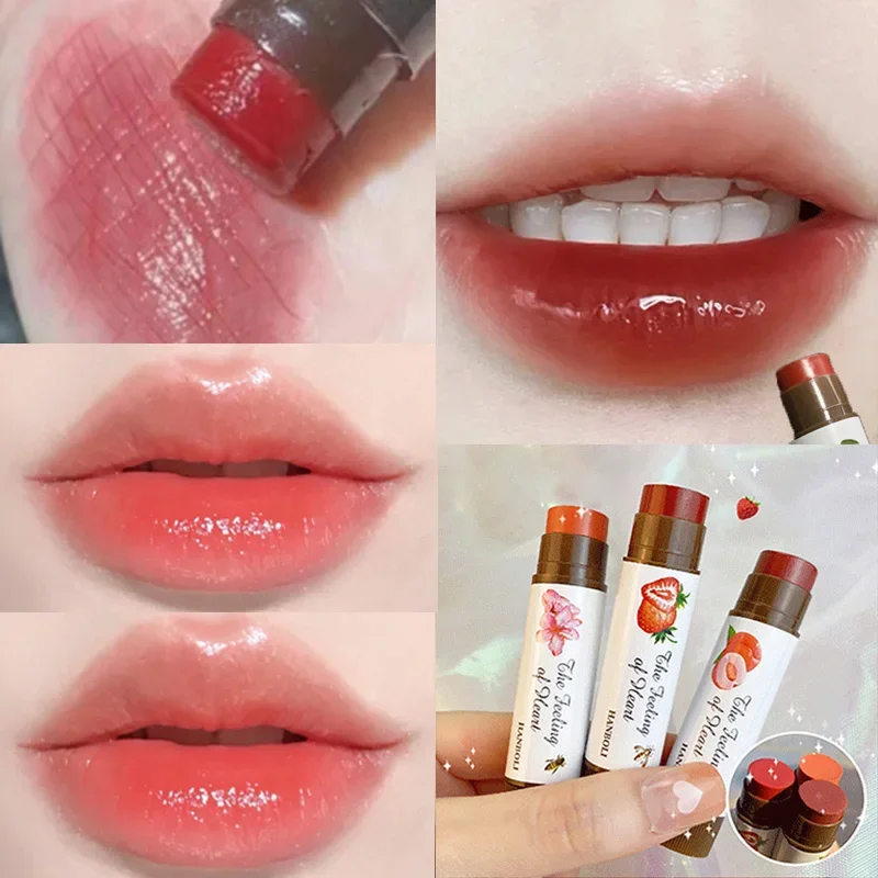 Colored Fruity Lip Balm Moisturizing Nourishing Lip Gloss Base Natural Temperature Change Color Lipstick Cosmetics Lip Skin Care