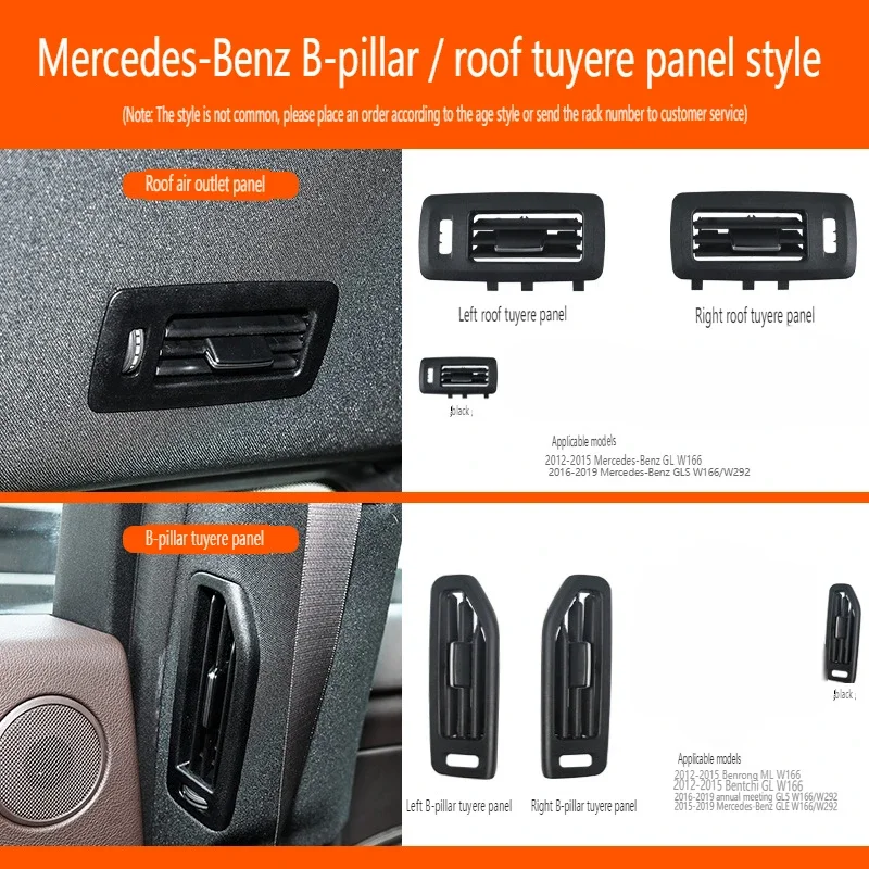 Para Mercedes Benz ML GL techo Pilar B ventilación de aire acondicionado GLE300GLS350W166 máscara de paleta de ventilación