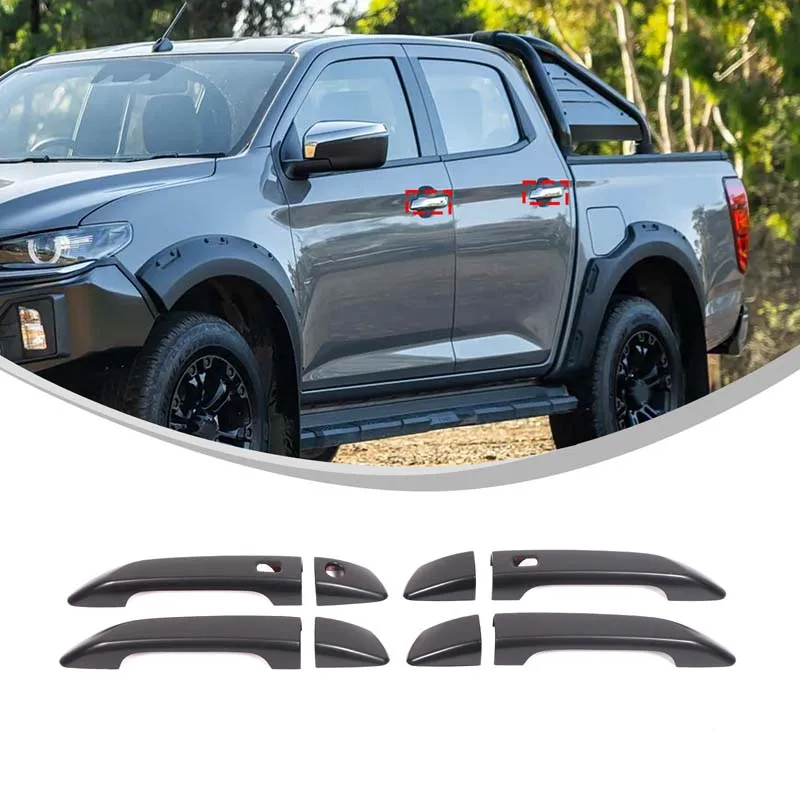 For 2021-2025 Mazda BT-50 Isuzu D-MAX ABS Matt Black Car Door Handle Door Bowl Cover Trim Car Modification Accessories(LHD RHD)