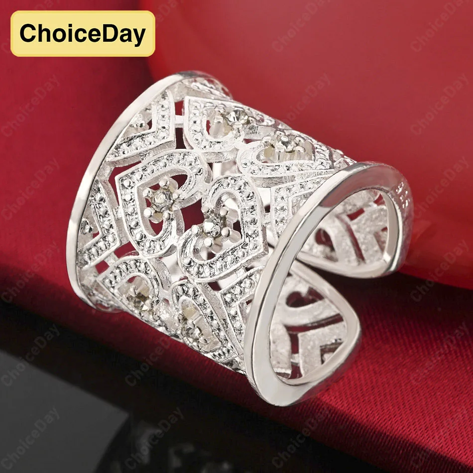 

ChoiceDay 925 sterling silver open exquisite heart-shaped hollow ring women's wedding accessories gift jewelry party