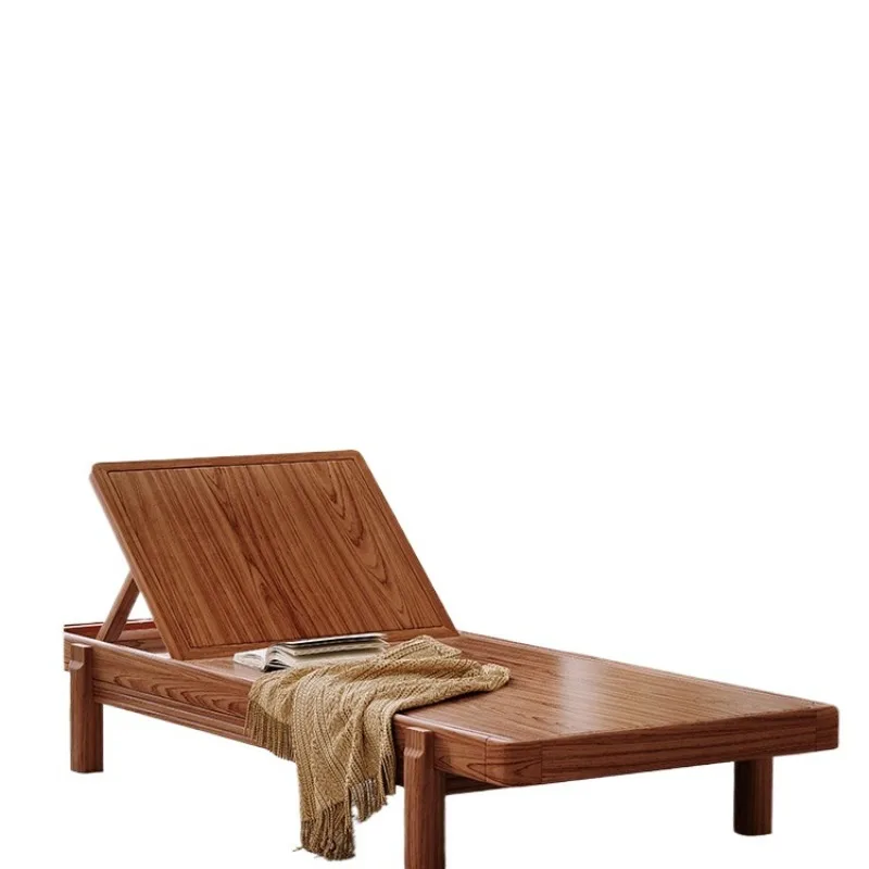 

Solid wood chaise longue sofa bed old single sofa bedroom living room