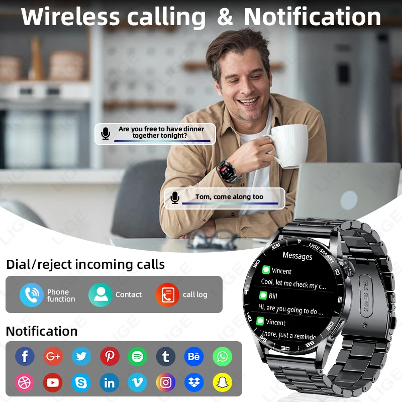 LIGE 2026 ساعة ذكية للرجال 1.38 "HD شاشة بلوتوث دعوة Smartwatch النساء مراقب معدل ضربات القلب مقاوم للماء الرياضة اللياقة البدنية الساعات جديد #3