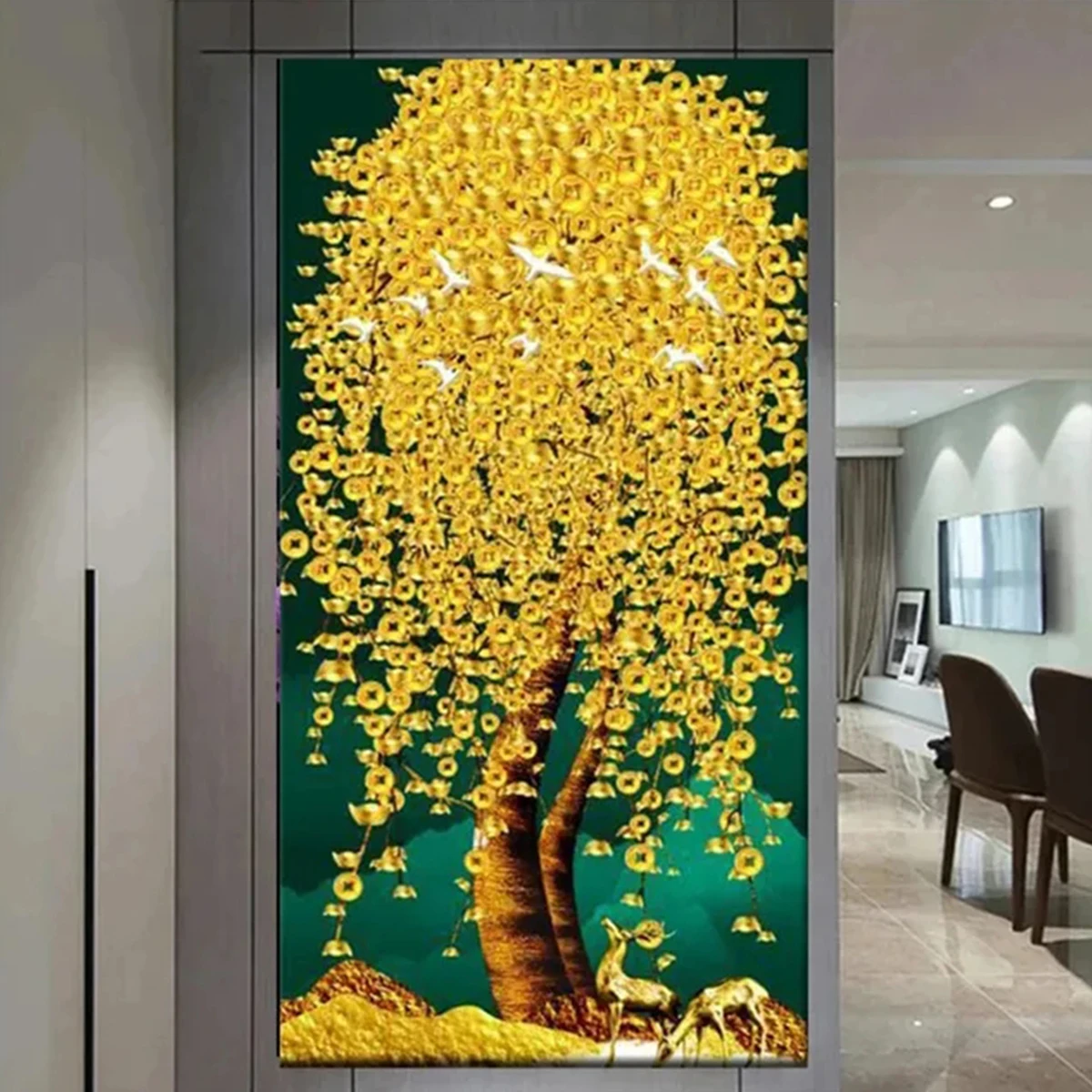 

Abstract Golden Money Tree DIY Diamond Painting Art Landscape Cross Stitch Kits Diamond Mosaic 5D Embroidery Home Decor