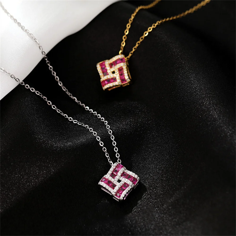 

Корейская четырехсторонняя цепочка на ключицу из стерлингового серебра S925 с инкрустацией бриллиантами и ромбами