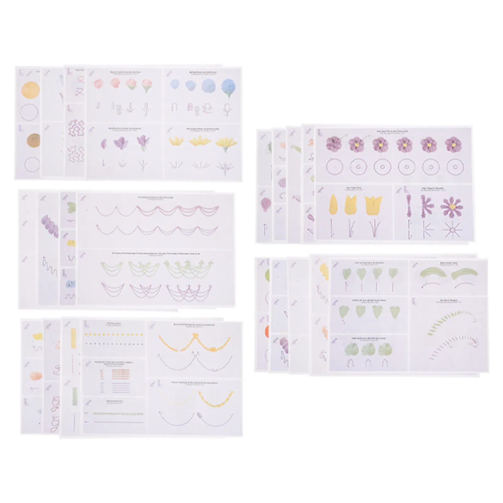 12 Sheets Paper Piping Drawings Lightweight Practical Drawings for Cake Cookie Cupcake Decorating Supplies Kit