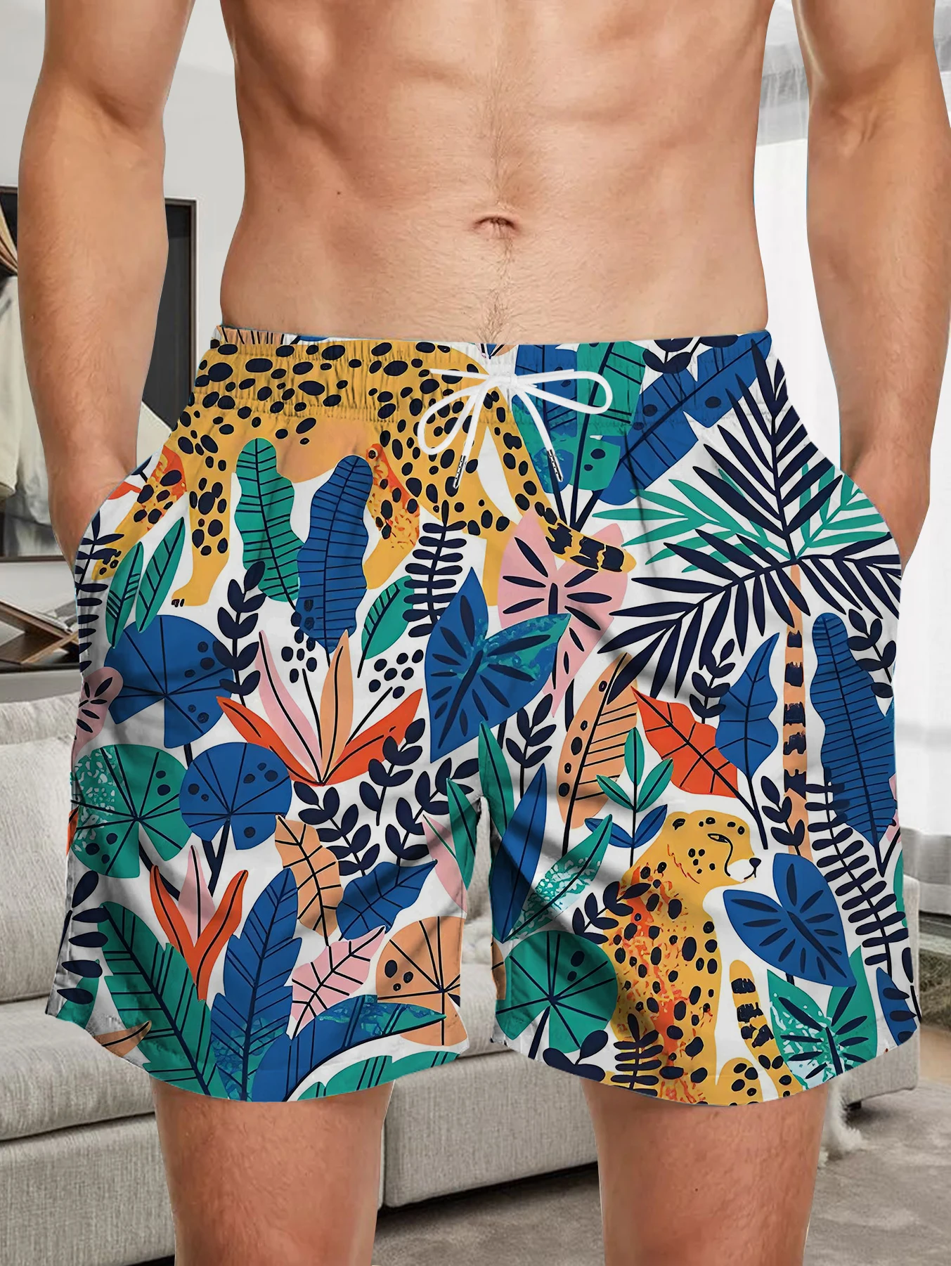 

Summer Full Print Beach Shorts Men Digital Printing Quick Dry Polyester Swim Trunks