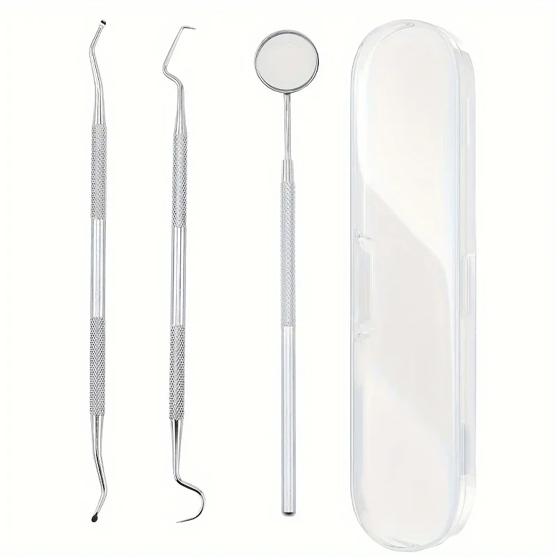 

Tooth Tools Set,Stainless Steel Oral Hygiene Kit With Mouth Mirror,Non-Slip Patterned Handle Teeth Cleaning,Oral Care Essential