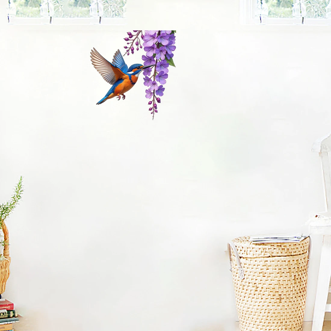 Three Ratels CG156 Beautiful emerald bird Cartoon wall stickers for home decoration toilet decals
