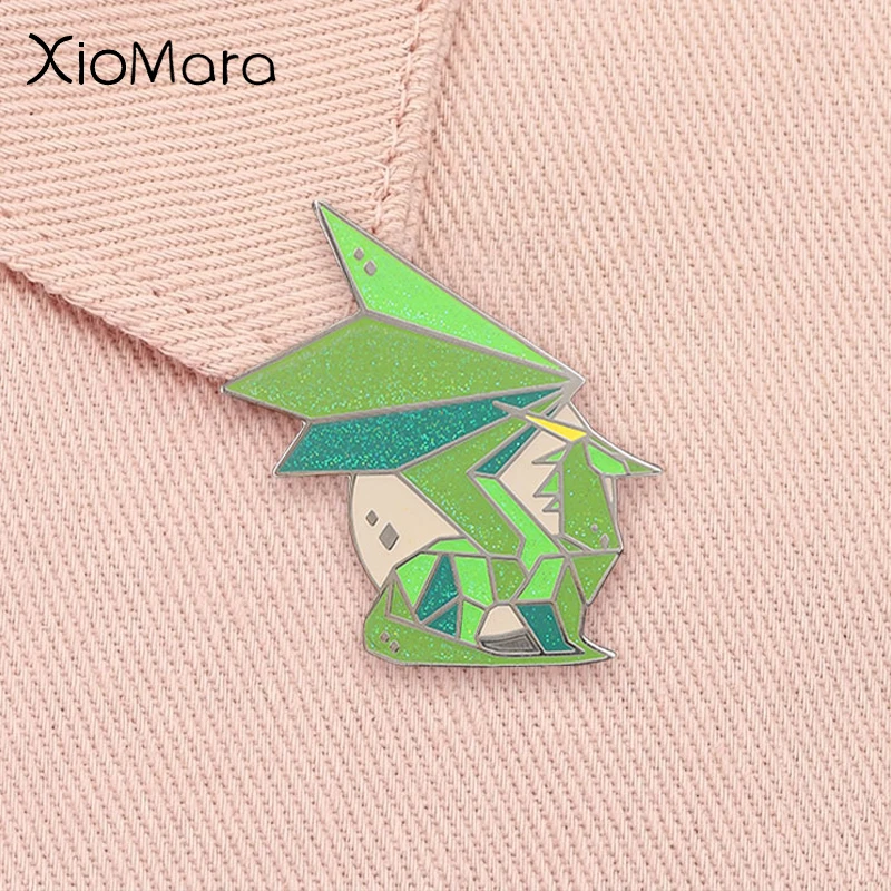 Spyro Crystal Dragon Enamel Pin ACT Adventure Game Character Green Origam Glitter Azure Dragon Brooch Badge Gamer Jewelry Gift