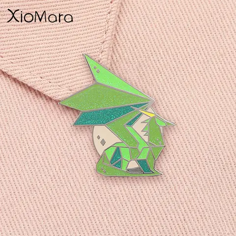 Spyro Crystal Dragon Enamel Pin ACT Adventure Game Character Green Origam Glitter Azure Dragon Brooch Badge Gamer Jewelry Gift