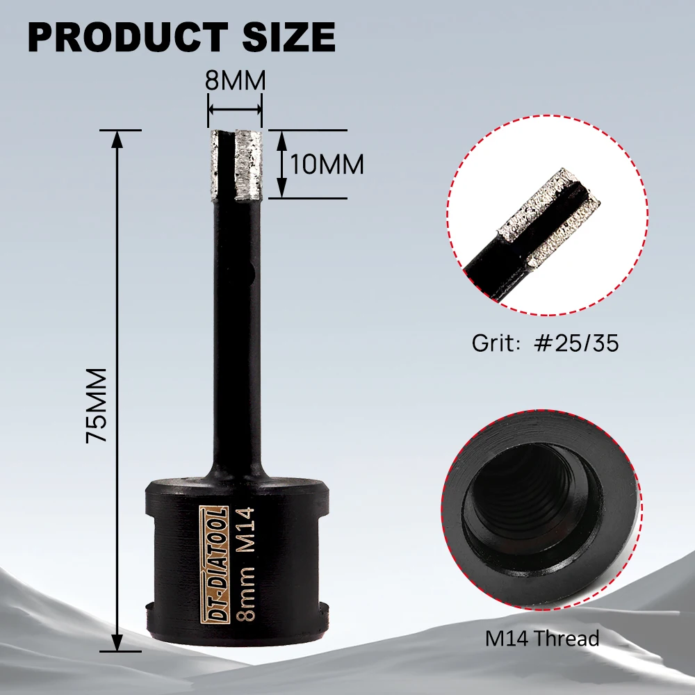 DT-DIATOOL 1pc m14 Gewinde laser geschweißt trockenes Diamant loch sah trockene Bohrkern bohrer zum Bohren von hartem Granit marmorstein – Detail 5