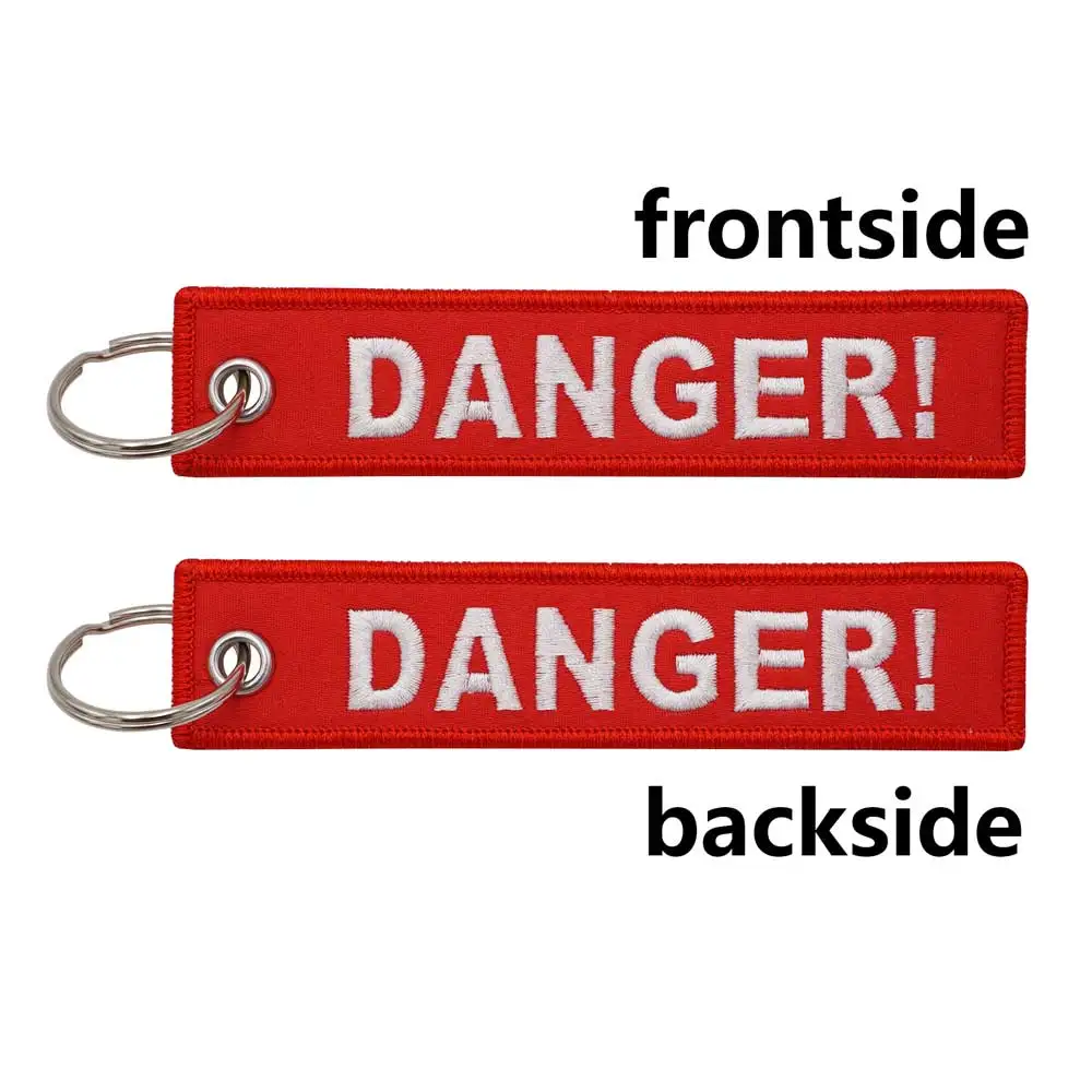 Danger Embroidery Keychain with Keyring for Pilots