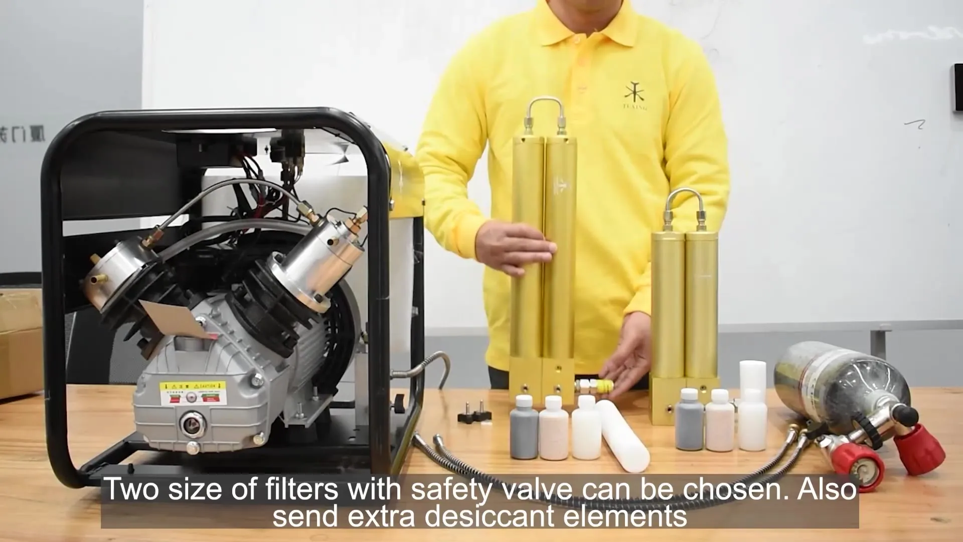 TUXING 4500Psi 300Bar Two Stage Filtration Compressor Separator Oil-water Filter with Safety Valve for Scuba Diving
