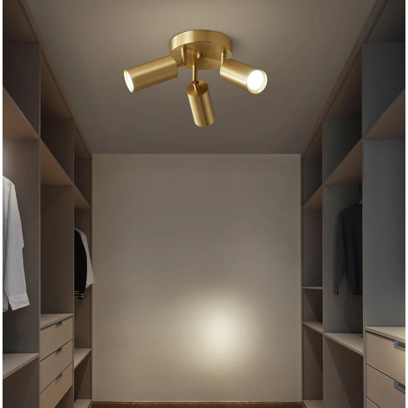 Fumi  Modern Industrial  Semi Flush Mount Ceiling Light,  Gold Classic Retro Ceiling Light Fixture for Hallway Kitchen Bedroom L