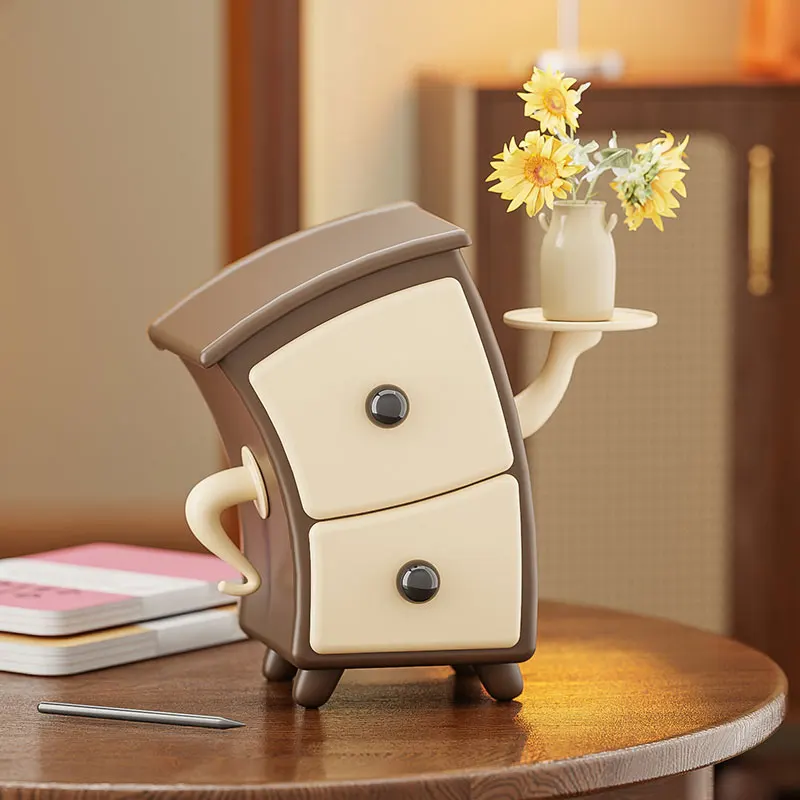 Bizarre desktop ornaments, double-layer drawer style storage box, home atmosphere decoration gift