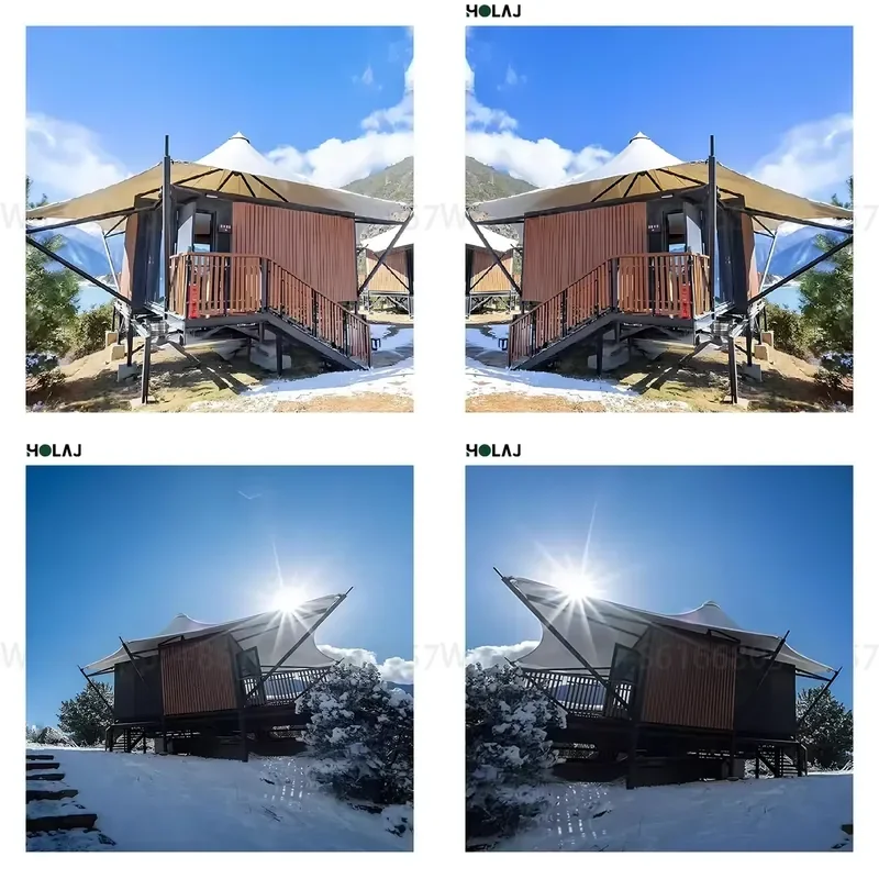 Snow Load Resistant Glamping Hotel Tent Fireproof PVC Four Season Snowproof Resort Lodge for Mountain Ski Campsite & B&B