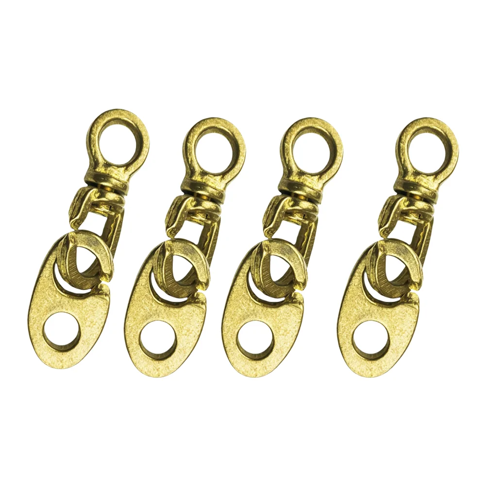 4pcs Brass Marine Flag Hook 4cm Yellow for Signal Flags Rotating Shaft Upper Hook Lower Hook for Saltwater Use