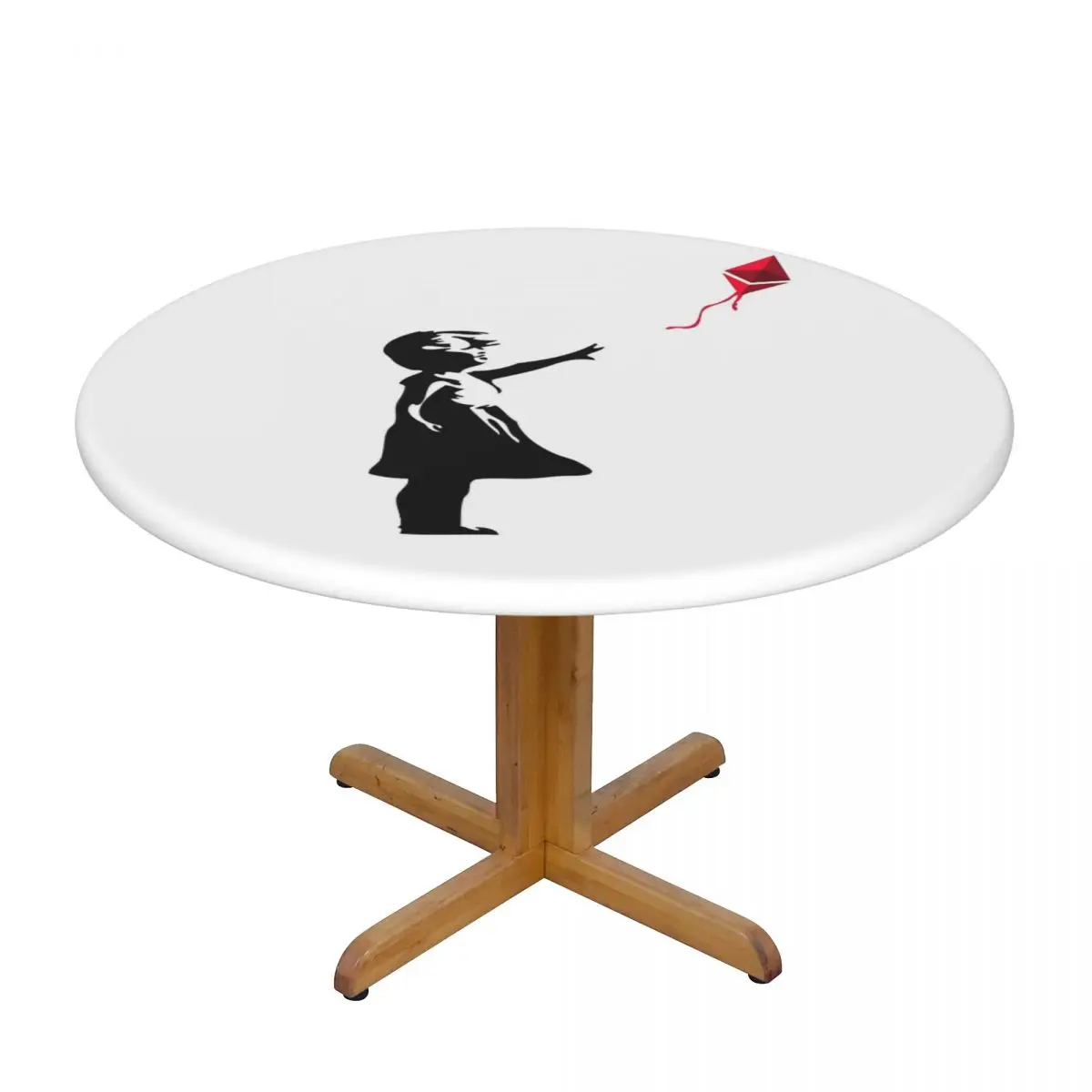 Ethereum X Banksy Balloon Girl Waterproof Round Tablecloth Oilproof Table Cloth for Kitchen Events Dining Table Cover